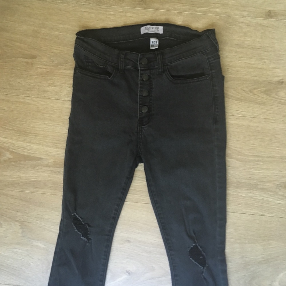 Judy Blue distressed raw hem black jeans